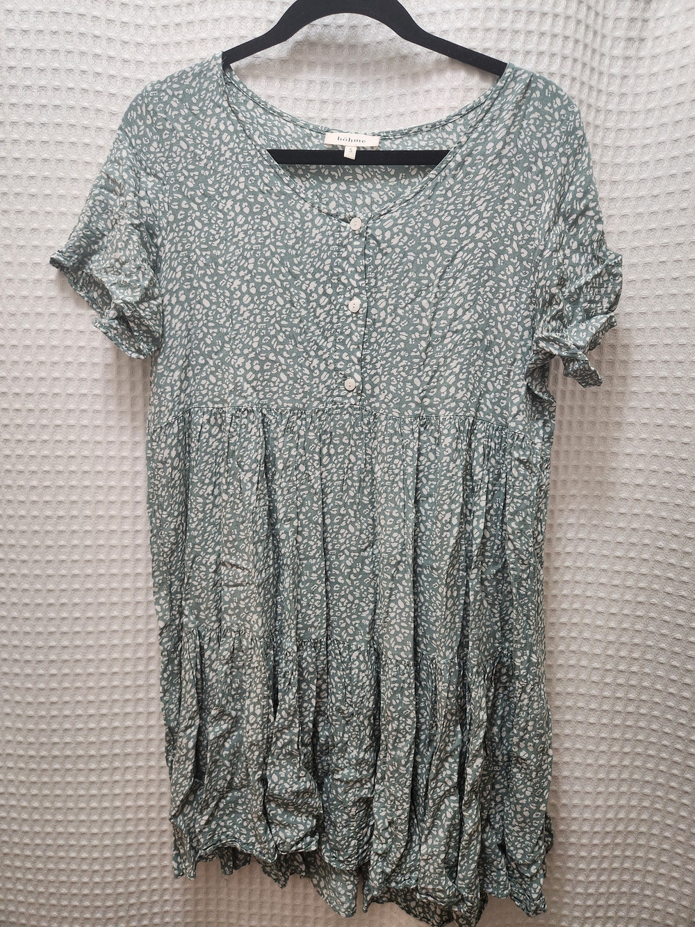 bohme Sage Green Printed Mini Dress